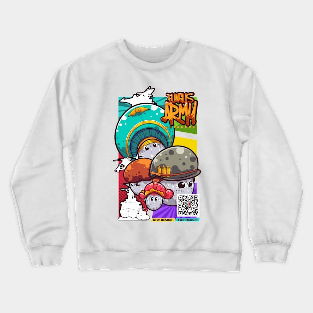 Fungus Military Cartoon Character Crewneck Sweatshirt by Alsiqcreativeart